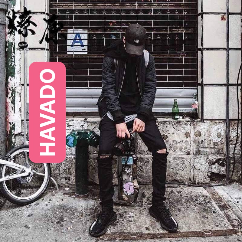 Quần jean nam rách gối màu đen trơn boy phố chất co dãn 4 chiều đẹp rin trơn form dáng skinny Havado50 mẫu mới