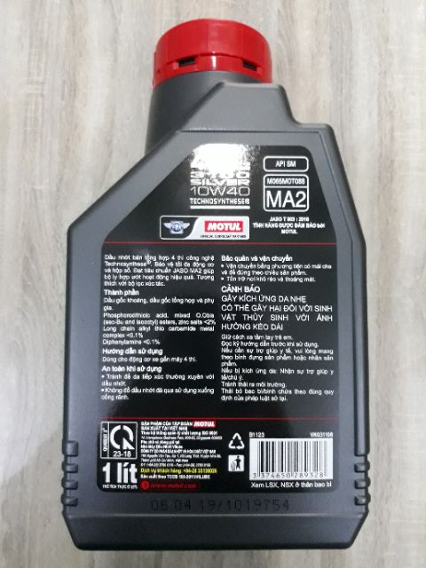 Dầu nhớt bán tổng hợp xe số và xe tay côn Motul 3100 SILVER 10W-40 1L