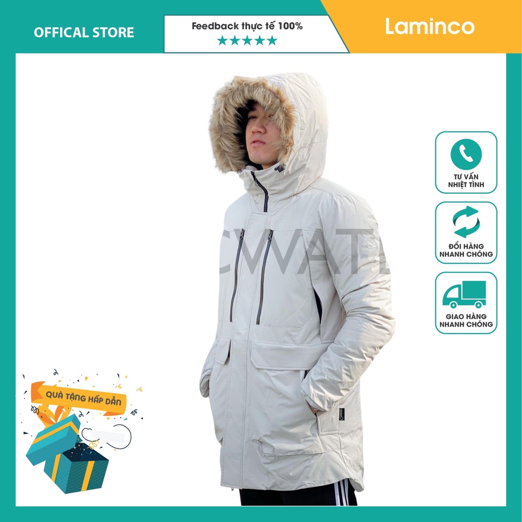Áo khoác nam lông vũ dáng dài, parka dày dặn chống tuyết thời trang Hàn Quốc LAMINCO v1500