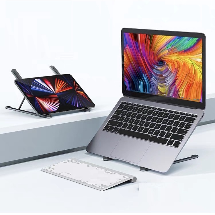 Giá đỡ laptop stand và iPad nhôm gấp gọn hỗ trợ tản nhiệt  P11 P6 Vu Studio cho laptop Macbook, máy tính bảng Surface
