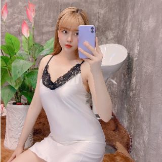 Váy ngủ sexy phi lụa phối ren dáng xuông cực đẹp