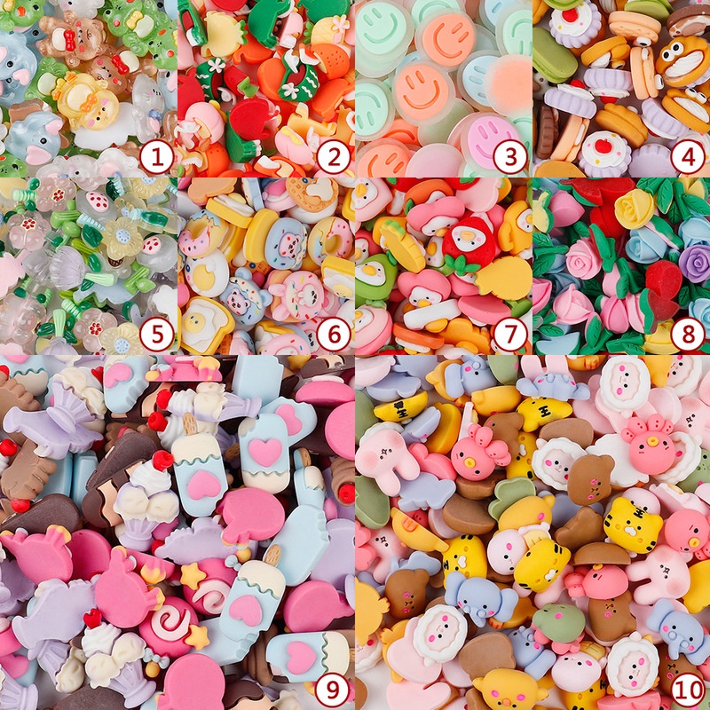 Bộ 50 Phụ Kiện Làm Bánh Quy Kem Hình Động Vật Hoạt Hình Bằng Nhựa Resin Diy