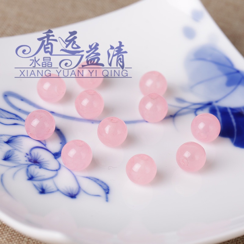 Bộ Hạt Ngọc Bích Màu Hồng Dùng Làm Trang Sức Thủ Công DIY