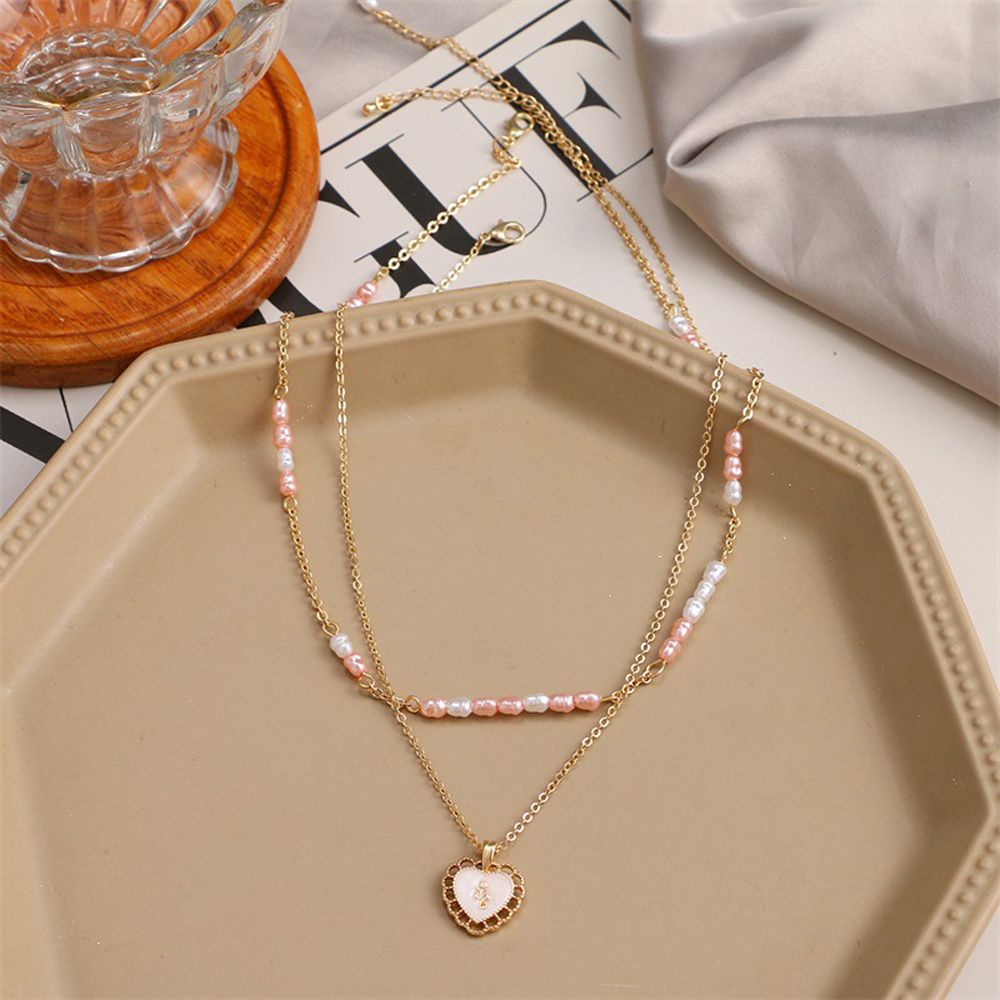 Vòng cổ choker hai lớp mặt hình trái tim phong cách Hàn Quốc ngọt ngào thanh lịch cho nữ