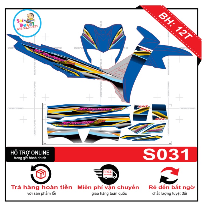 Tem rời sirius xanh bạc S031 -- SHIN DECAL 2
