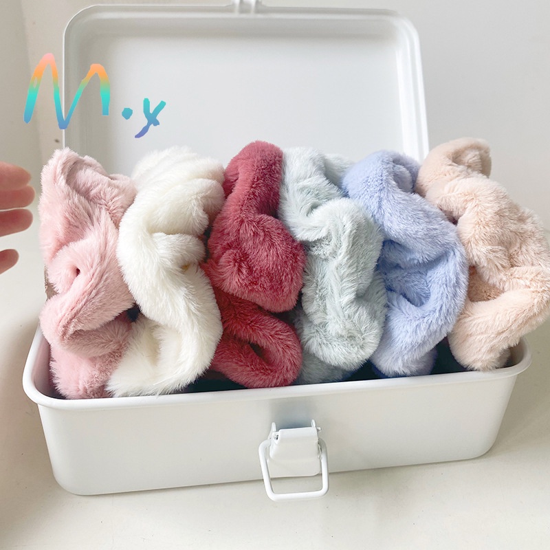Dây cột tóc đính lông nhung đơn giản cho nữ tùy chọn màu sắc