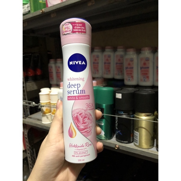 Xịt Ngăn Mùi Trắng Da Nivea Whitening Deep Serum Spray 150ml-hoa Hồng rose