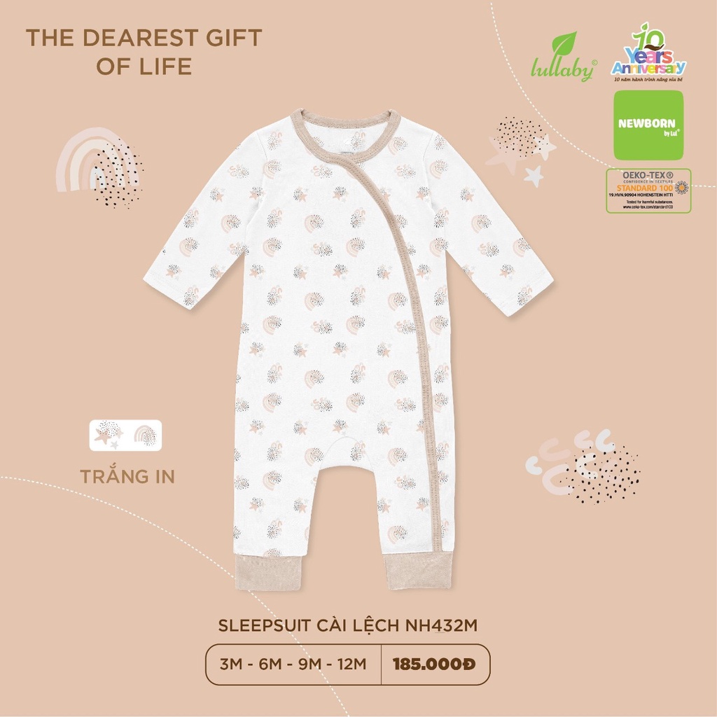[CHÍNH HÃNG] Body sleepsuit liền quần chất liệu sợi tre họa tiết trẻ em cao cấp Lullaby