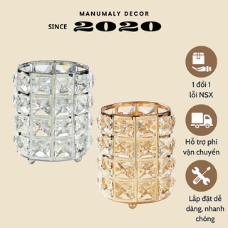 Cốc để cọ trang điểm pha lê cao cấp SIMPLE LIVING dùng để đựng cọ trang điểm hoặc đựng bút trong văn phòng học tập