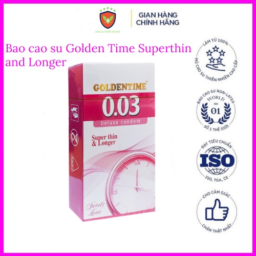 Bao cao su Golden Time Superthin and Longer , Kéo Dài Thời Gian , Tăng Khoái Cảm Hộp 12 chiếc