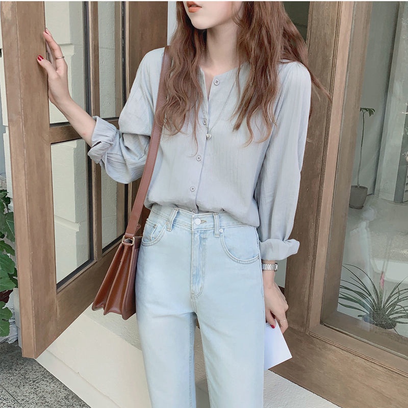 Áo kiểu BH tay dài phồng màu sắc ngọt ngào phong cách retro Pháp thời trang cho nữ