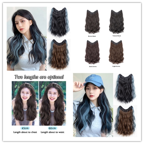 bộ tóc giả 55cm Bộ Tóc Giả Dài Xoăn Gợn Sóng Nhiều Màu Kèm Kẹp Tóc Giả Không Để Lại Dấu Vết Thời Trang Mùa Hè Hàn Quốc Cho Nữ