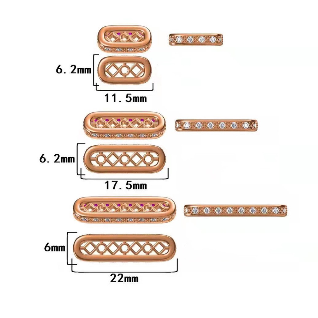 Hạt Cườm Oval Ba Lỗ Bằng Đồng Mạ Vàng 14K diy
