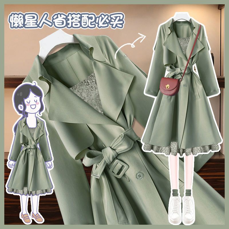 Set áo khoác kèm váy ren 2 dây xanh ngọc
