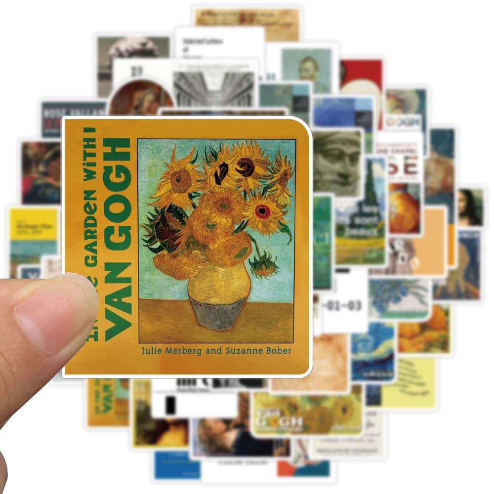 Set 50 hình dán trang trí hành lý hoạ tiết Leonardo Van Gogh/xe moto độc đáo đa dạng chất lượng cao