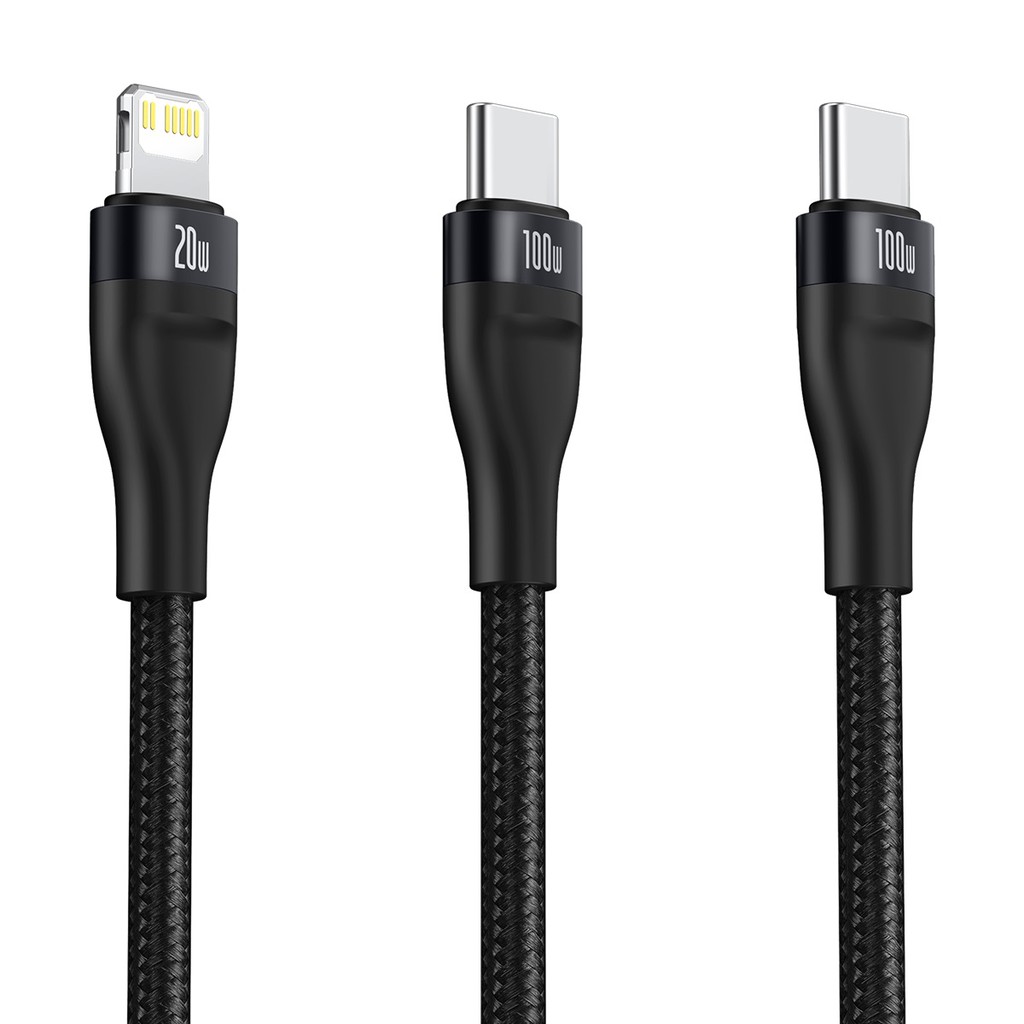 Cáp 2 đầu 100W USB Type C to Lightning và Type C Baseus Flash One-for-two Fash Charging Data Cable