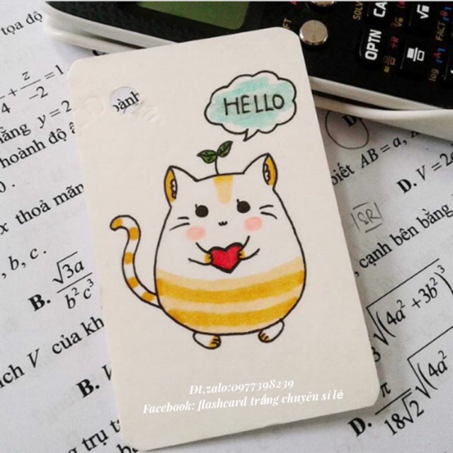 Flashcard trắng Anh Nhật Hàn Trung Pháp Đức Tập vẽ khổ nhỏ 5x8cm tặng kèm khoen và bìa