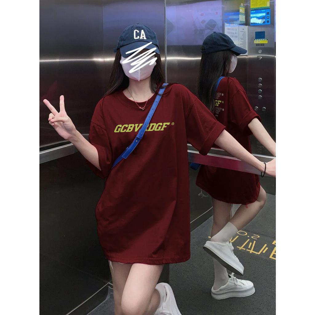 Áo Thun cotton Ngắn Tay Dáng Rộng Thời Trang retro Mỹ Cho Nữ