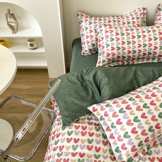 Bộ Drap & Chăn Phao Cotton Poly Tim Nhí