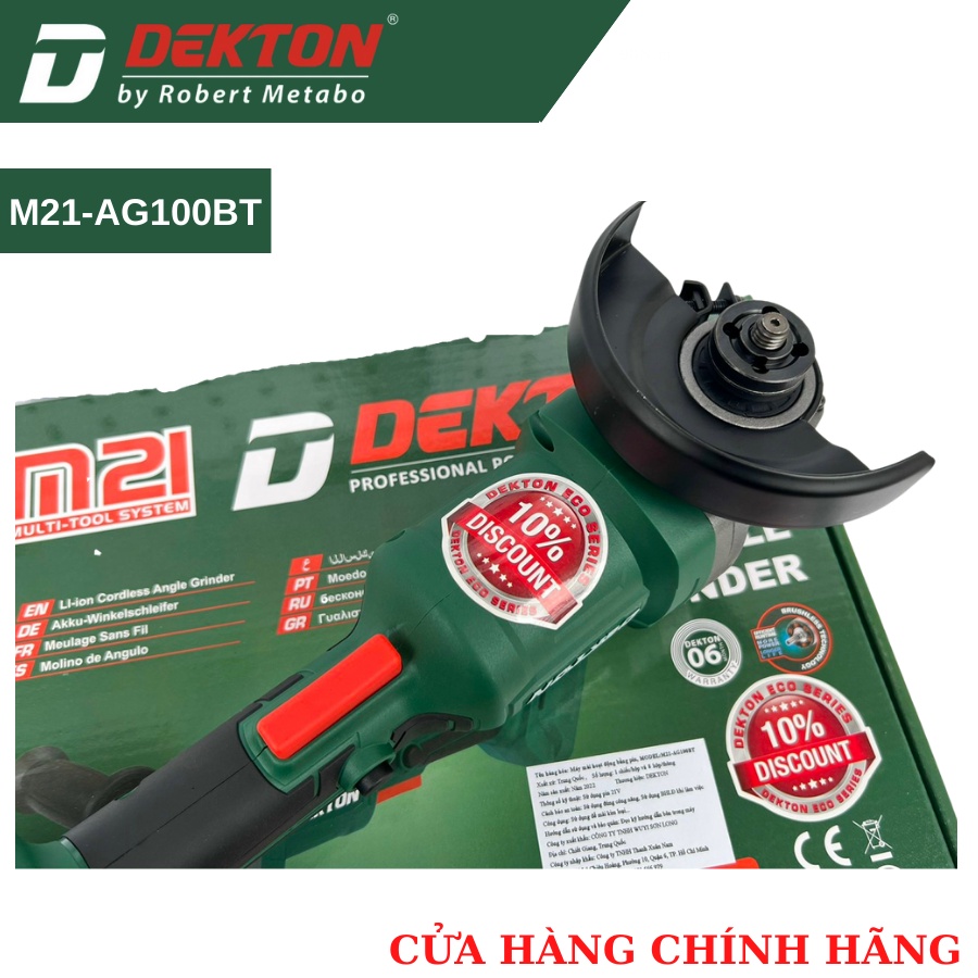 Thân Máy Mài Dùng Pin / Cò Tăc Bóp / Dekton M21- AG100BT /Chân Pin Phổ Thông
