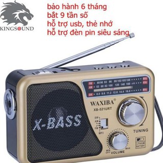 Máy nghe nhạc kiêm đài Radio FM Waxiba XB-521URT- Đài FM 521 có hỗ trợ thẻ nhớ TF và USB có đèn pin