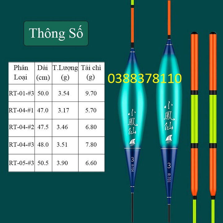 Phao Câu Đài Săn Hàng RT Tiểu Phượng Hoàng Tăm Phao Lớn, Siêu Nhạy, Chống Lóa Mắt Cao Cấp