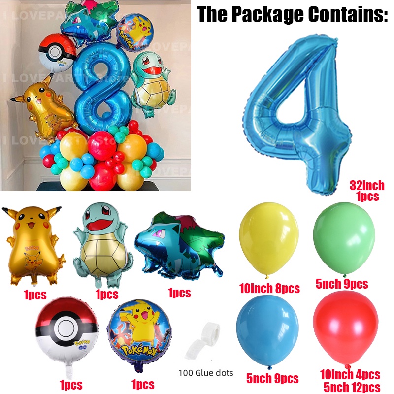 Bộ 48 Bong Bóng Hình Pikachu Trang Trí Tiệc Sinh Nhật