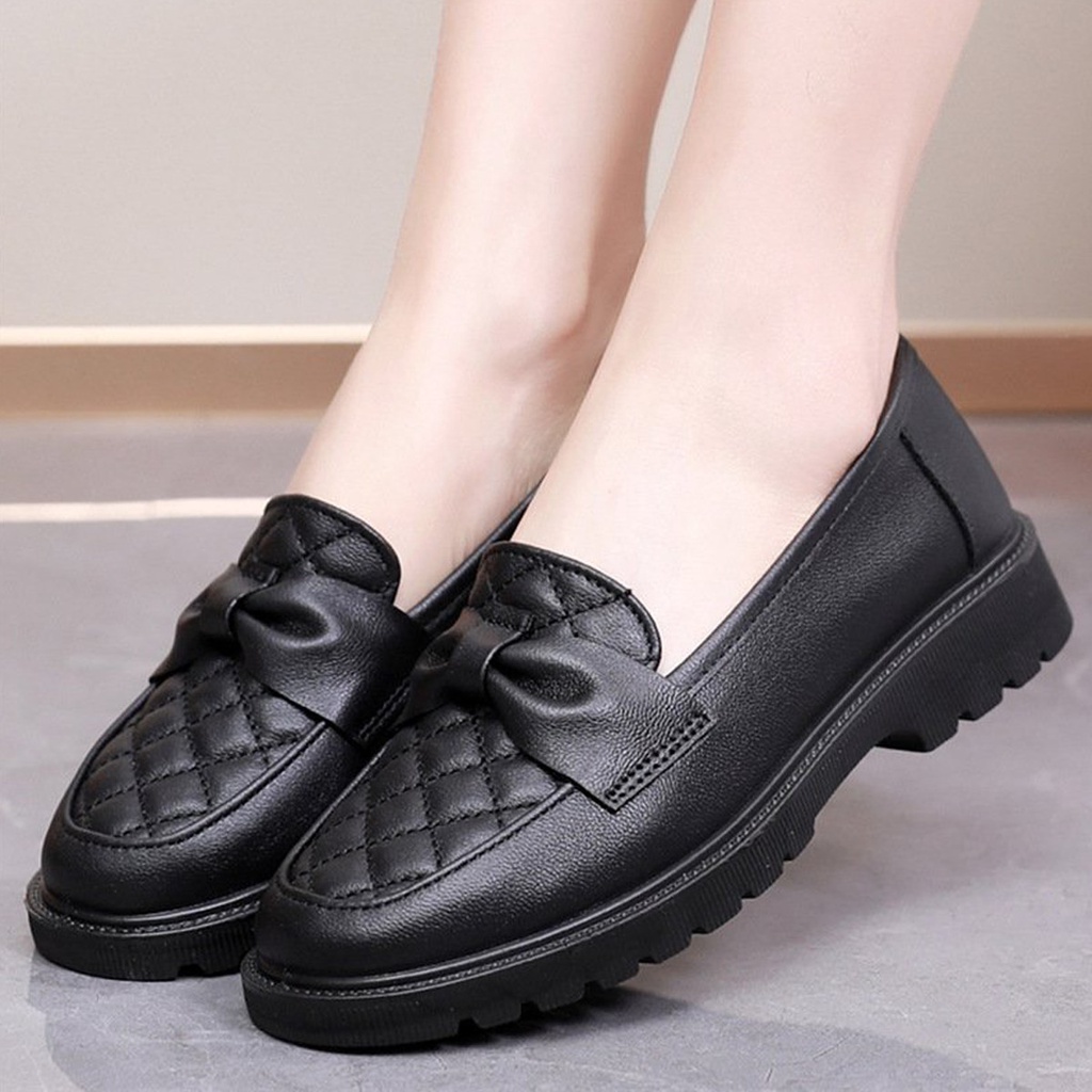 Giày lười nữ chất liệu da vải slip on kiểu mọi đế cao màu trắng độn đế bảo hành 1 năm GD38 TIMAN