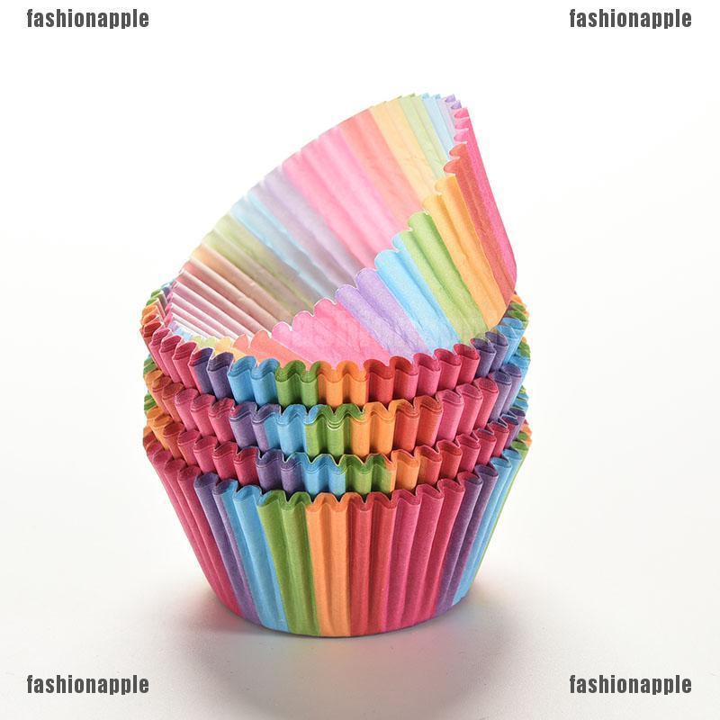100X Rainbow Papier Tasse Kuchen-Zwischenlagen Backen Cup-Hüllen-Partei
