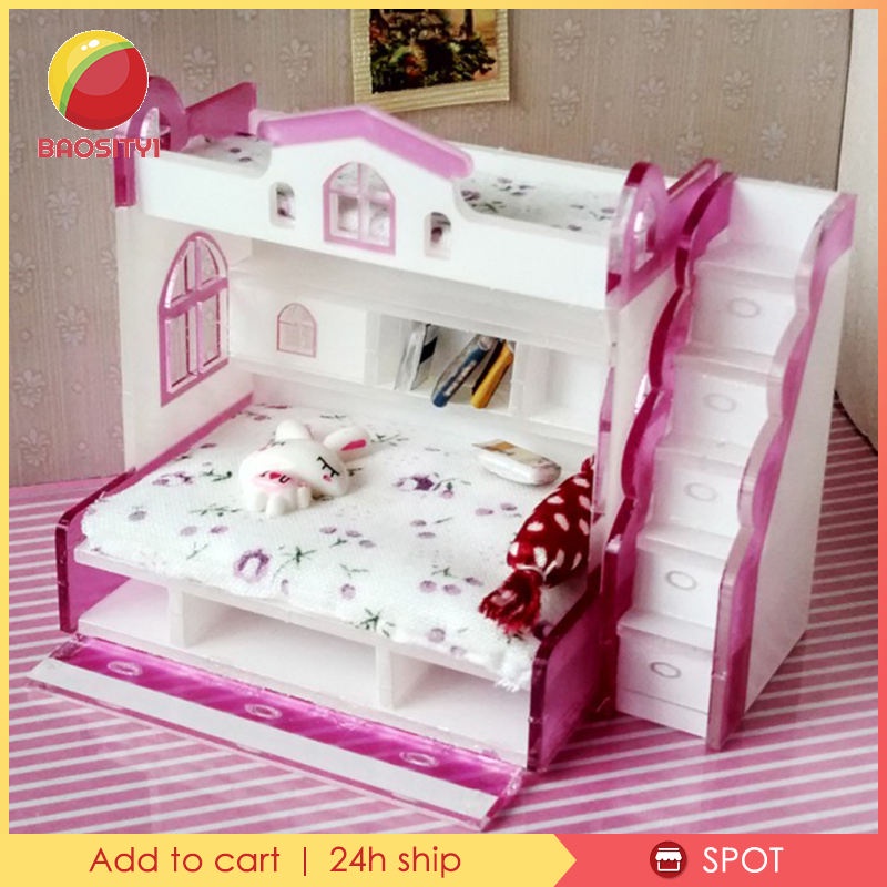 [Baosity1] Bộ Giường Tầng Tầng Tầng Ngủ Cho Búp Bê Tỉ Lệ 1 / 12