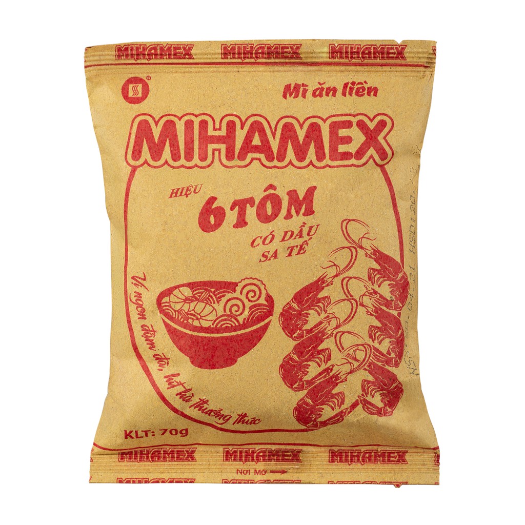 Thùng 30 gói mì MIHAMEX_ HV 6 Tôm (giấy Krap 70 gr) ăn liền hảo ba gói tôm miền muối chấm omachi khô xào đại indomie