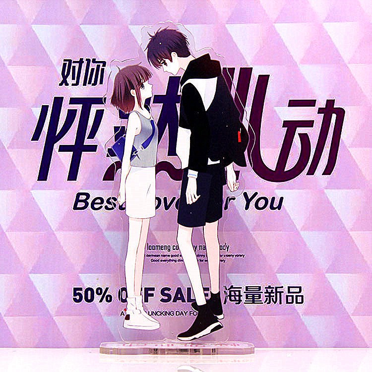 Standee Con tim rung động anime tượng mica mô hình xinh xắn