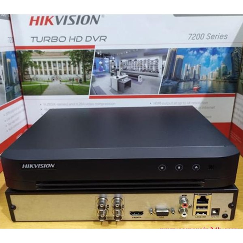 Đầu ghi TVI Hikvision 4 kênh 7204HQHI-K1 Turbo HD 4.0 H265+ ( Vỏ sắt )- Thích hợp lắp cho hộ gia đình - Chính hãng BH24T