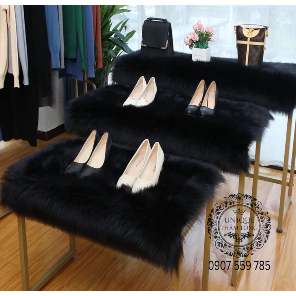 Thảm Lông Trắng Trải Bàn Trang Điểm Đẹp Rạng Ngời