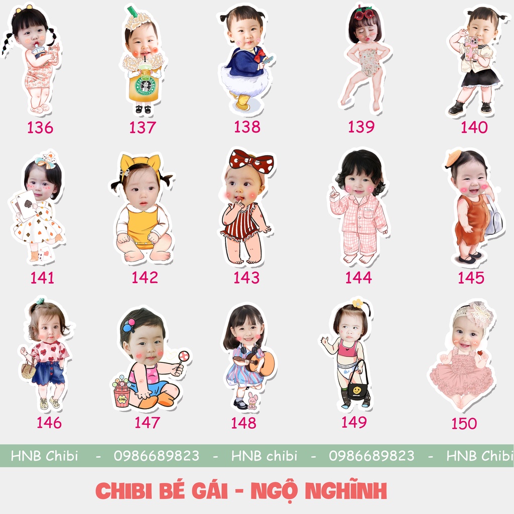 Hình chibi bé gái, chibi sinh nhật đáng yêu, ngộ nghĩnh, có nhiều mẫu mã, thiết kế theo yêu cầu