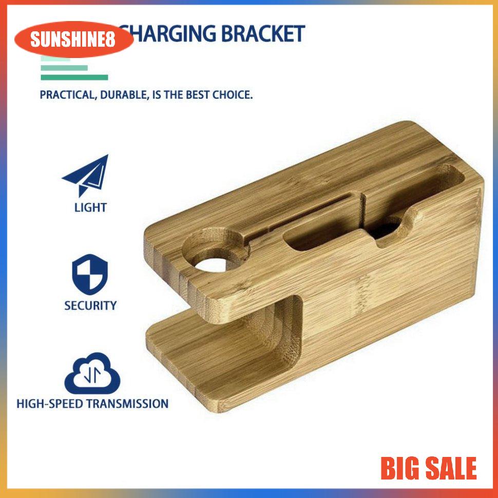 Giá Đỡ Kiêm SạC BằNg Gỗ 2 Trong 1 TiệN DụNg Cho iP