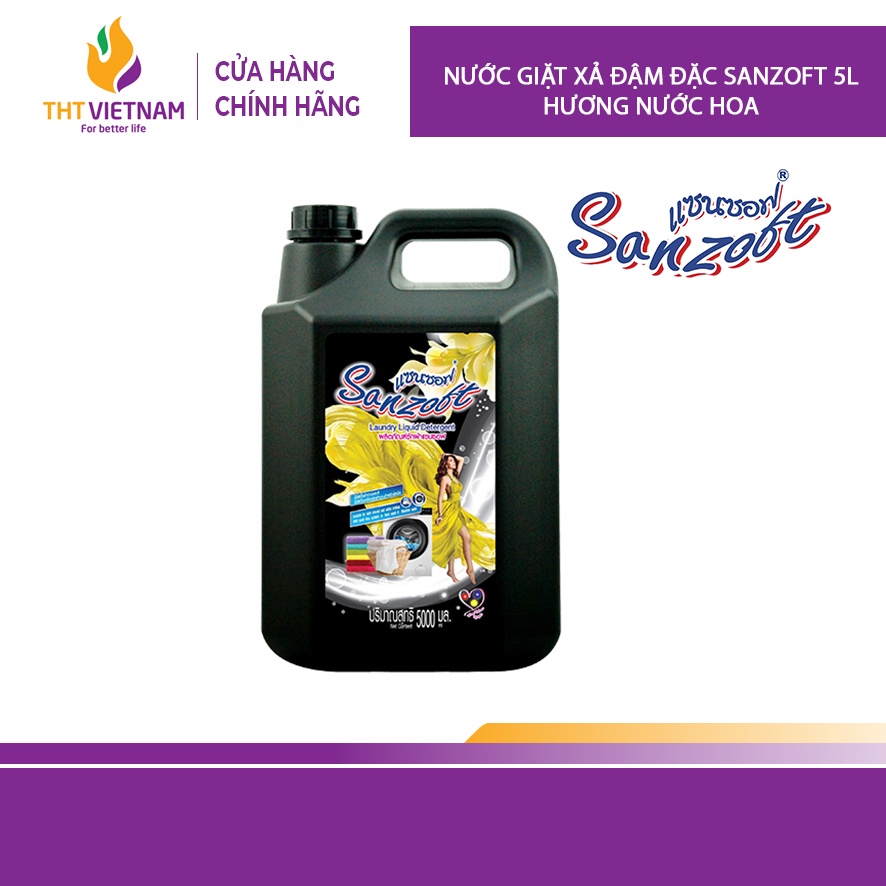 Nước giặt xả Sanzoft Hương Nước hoa Pháp Nồng nàn Lưu hương Đậm đặc 5 lít