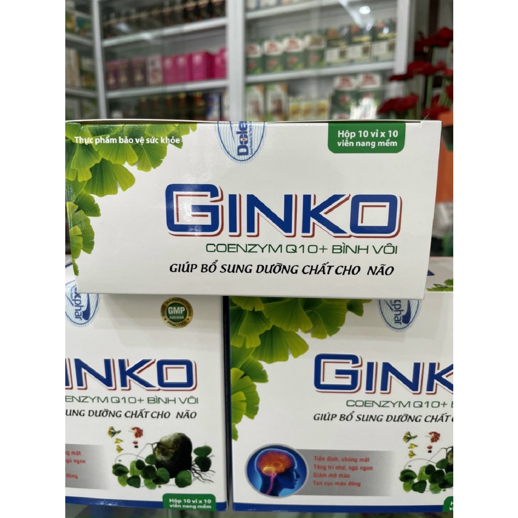 Viên uống bổ não GINKO COENZYM Q10 + BÌNH VÔI  hộp 100 viên