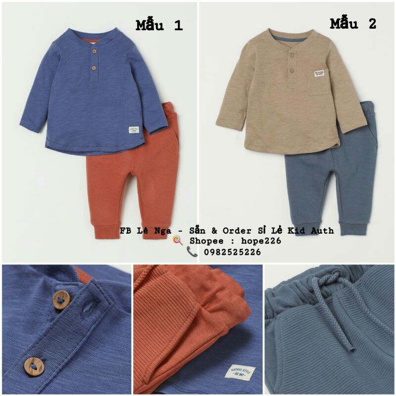 Set bộ cotton bé trai HM UK/US size từ 4-6m đến 3-4y