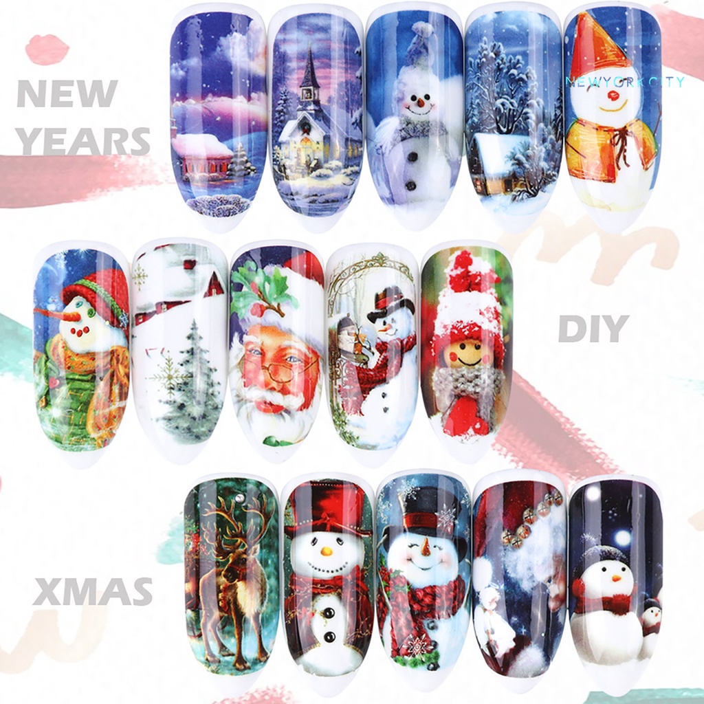 Miếng Dán Móng Tay Họa Tiết Giáng Sinh 3D Độc Đáo
