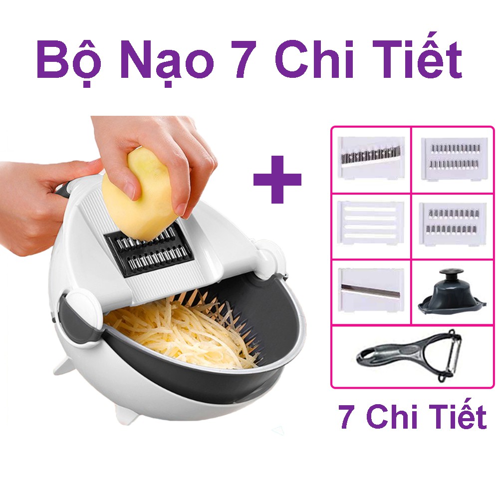 Bộ nạo rau củ quả đa năng kèm rổ đựng và chậu 9 in 1, bộ nạo rau củ quả tiện lợi kiểu dáng sang trọng