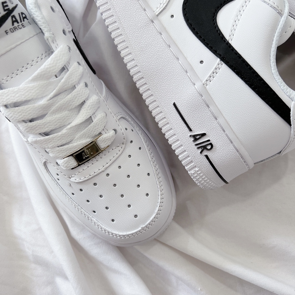 Giày thể thao AF1 trắng vệt đen nam nữ, giày sneaker AIR FORCE trắng tích đen thấp mới Hot Hit 2022