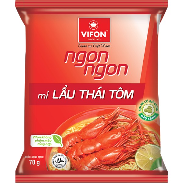 Thùng 30 Gói Mì Ngon Ngon Lẩu Thái Tôm VIFON 70g/Gói