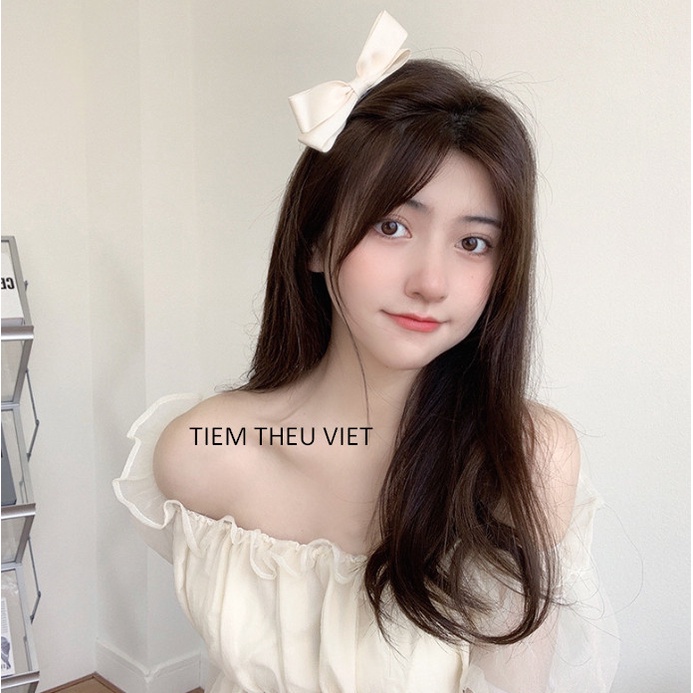 Kẹp Tóc Mái Đính Nơ Ruy Băng Tiệm Thêu Việt Phong Cách Hàn Quốc