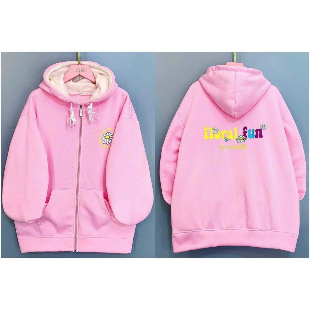 Áo khoác hoodie nỉ Chống nắng dành cho nam nữ LOKI SHOP Có Dây Kéo,Unisex Form rộng in Floral Fun | BigBuy360 - bigbuy360.vn