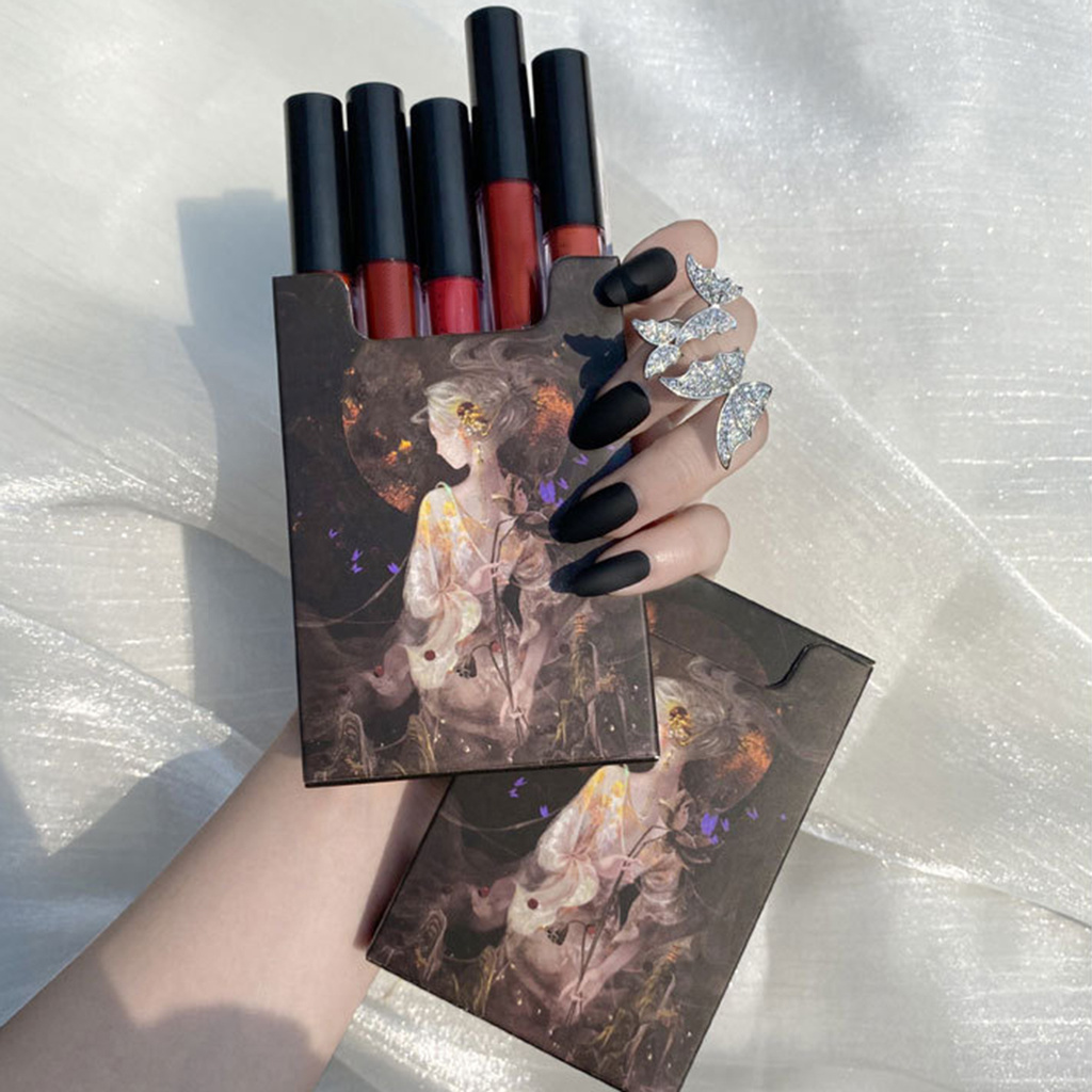 [Hàng mới về] Set 5 Son Kem Lì Trang Điểm Không Dính Cốc Lâu Trôi