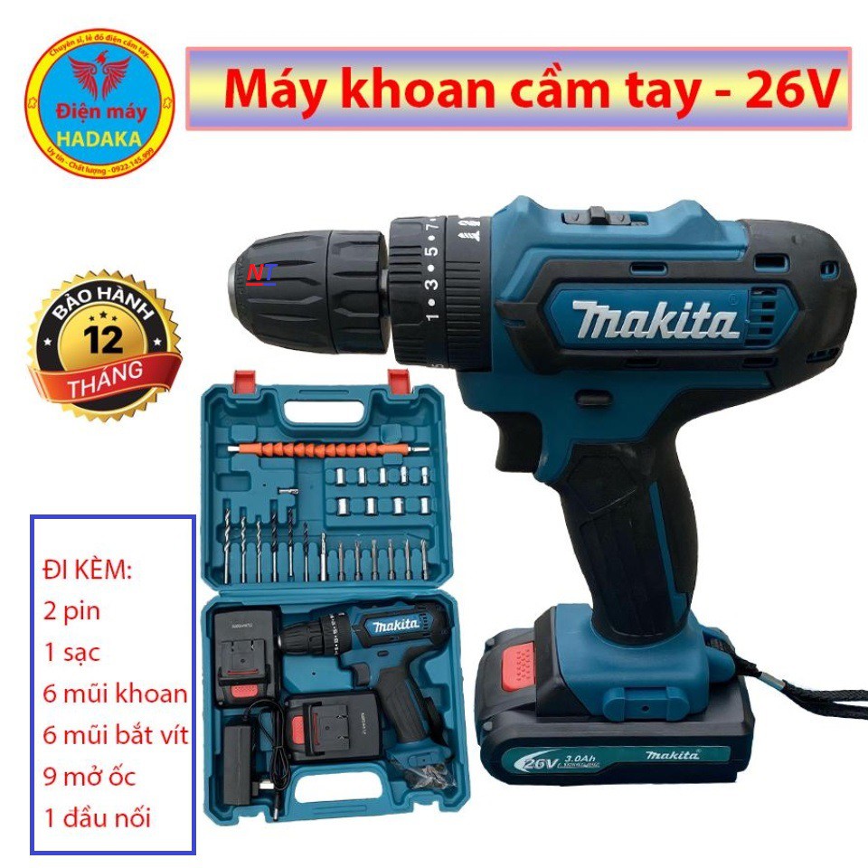 Máy Khoan Bê Tông MAKITA 24V 2 PIN (TẶNG Bộ Phụ Kiện 24 Chi Tiết) - khoan tường , bắt vít