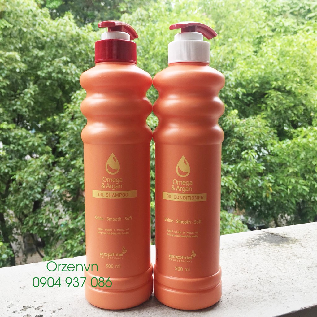 Cặp dầu gội thơm Omega và Argan dưỡng tóc Sophia 500ml