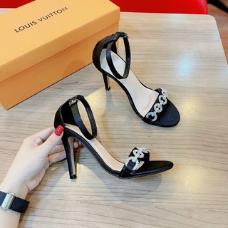 Cao gót lụa quai đính đá