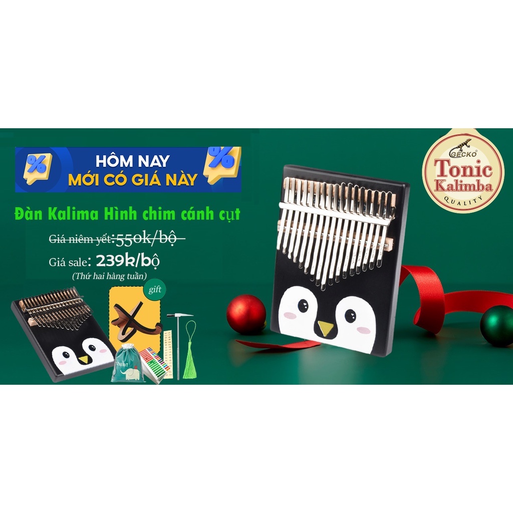 Đàn kalimba 17 phím hình chim cánh cụt đầy đủ phụ kiện - Tặng giá đỡ kalimba khi mua hàng vào mỗi thứ 2 hàng tuần